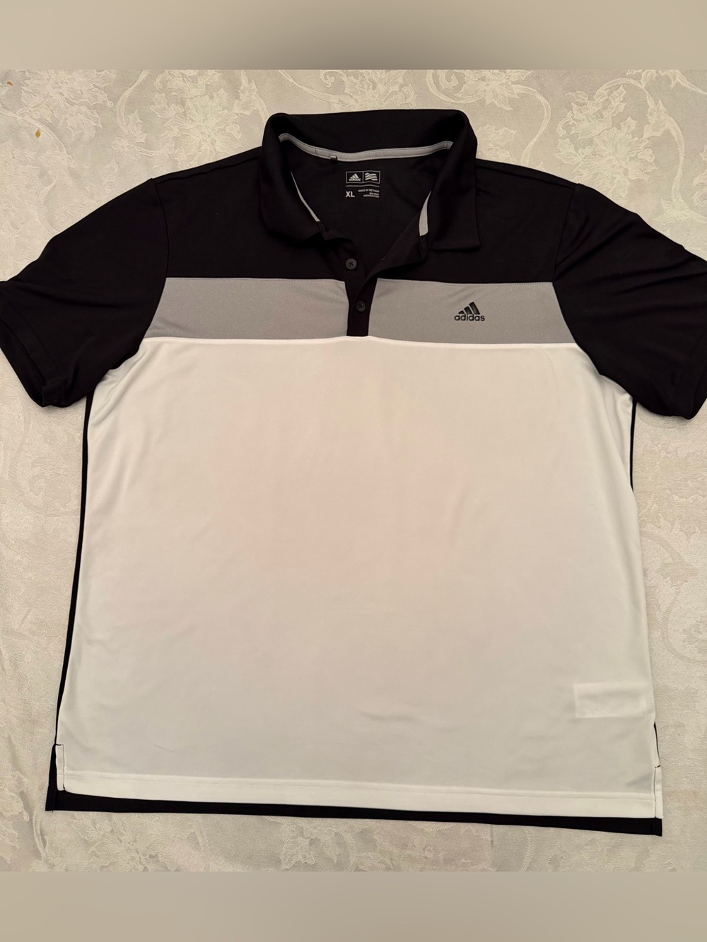 adidas Men’s Golf Polo Shirt Black White Gray Size XL
